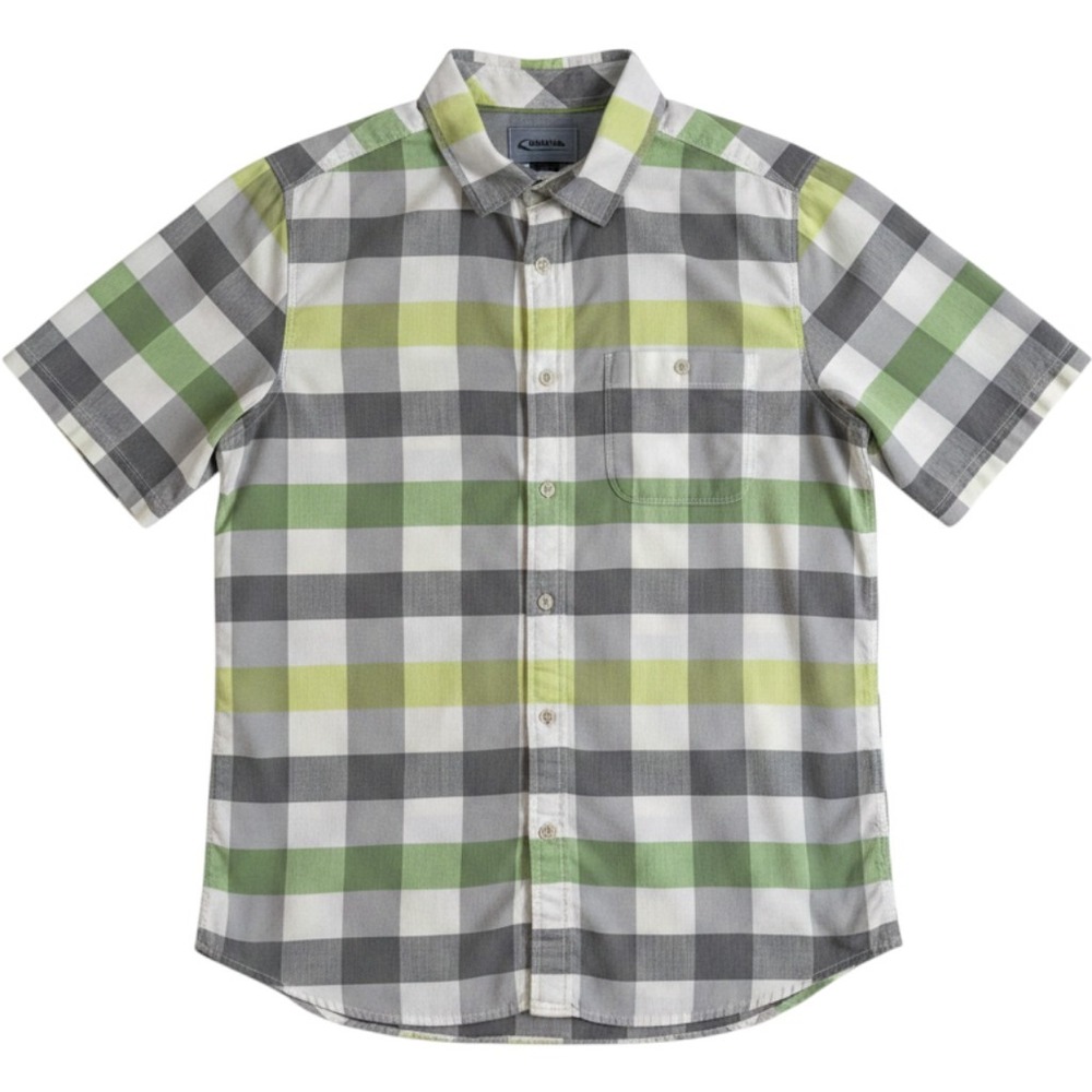 The North Face Button Down Mens M Green Plaid Short Sleeve Hiking Casual Shirt